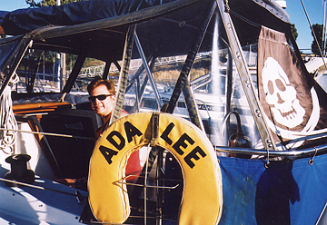 Author on boat